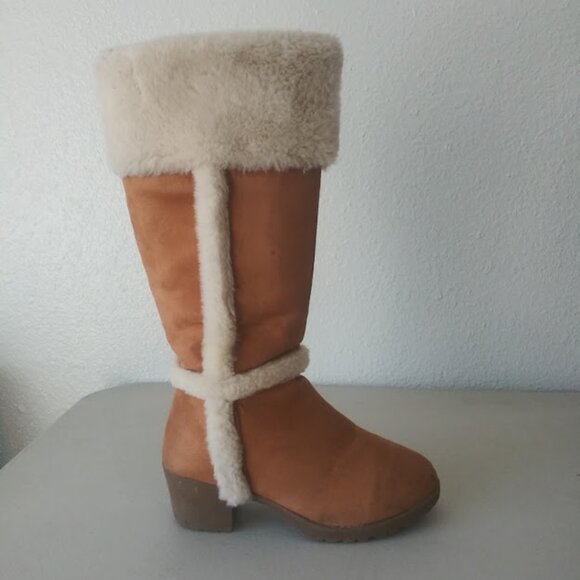 Rampage girls size 2 brown and white knee high boots - Picture 6 of 16